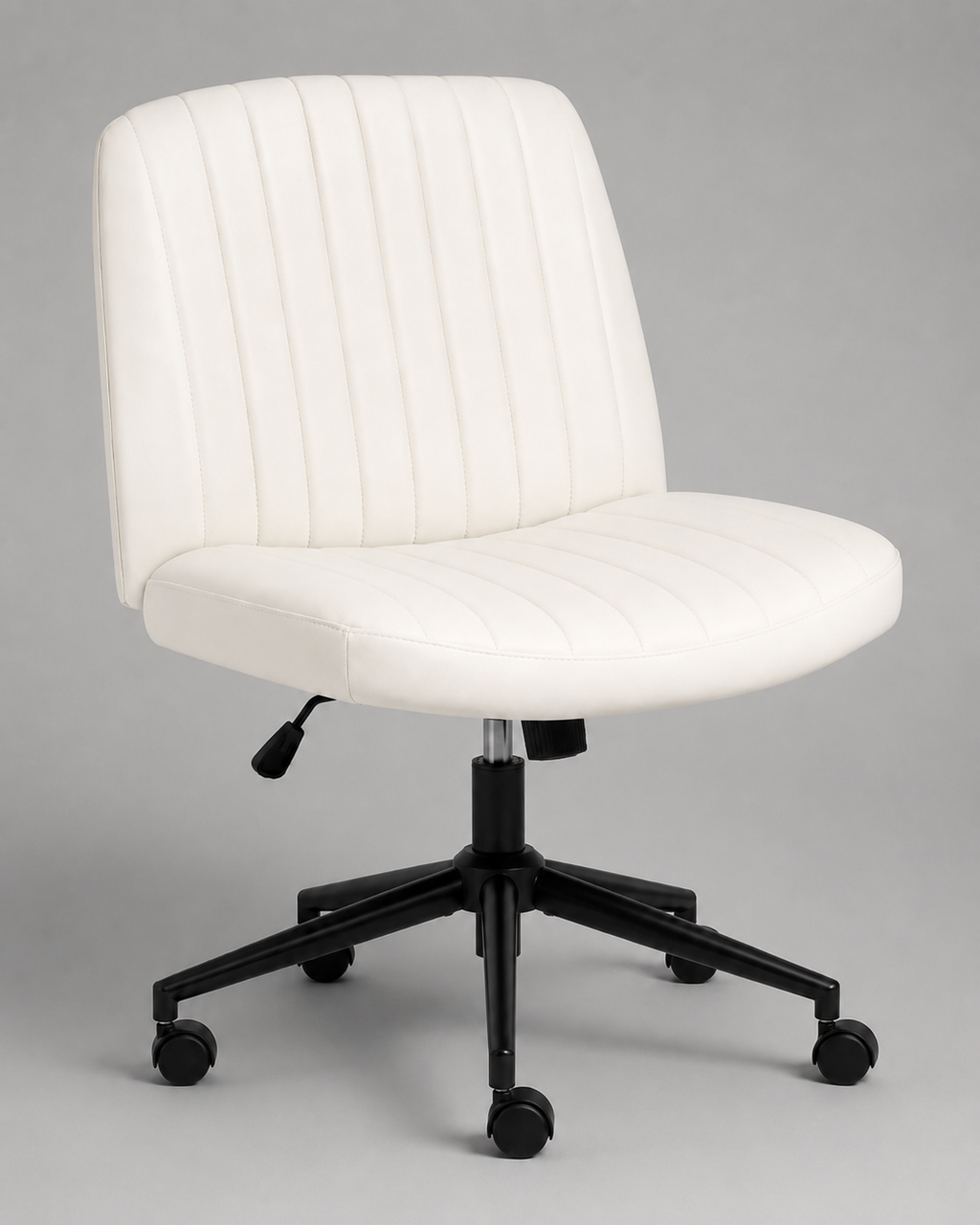 Modern Armless Swivel Office Chair with Channel Stitching